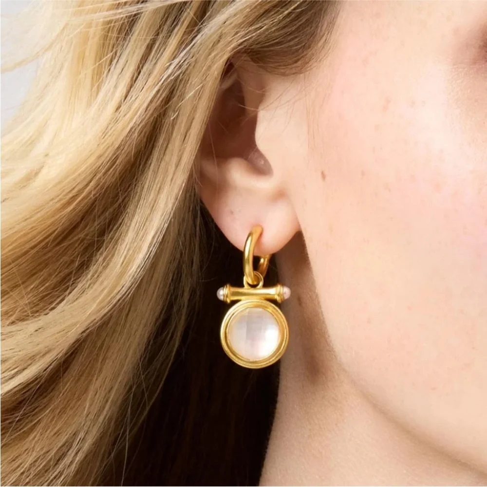 Julie Vos • Bamboo Hoop & Charm Earrings | Clear Iridescent ⭐️⭐️⭐️⭐️⭐️